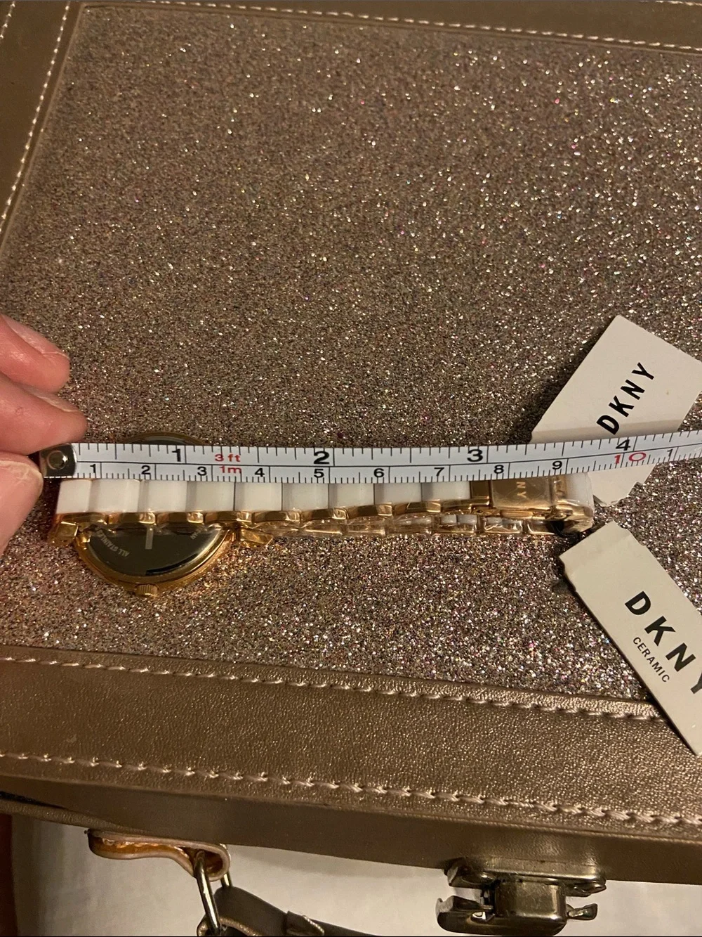 DKNY Rose Gold and White Ceramic Women's Bracelet Watch